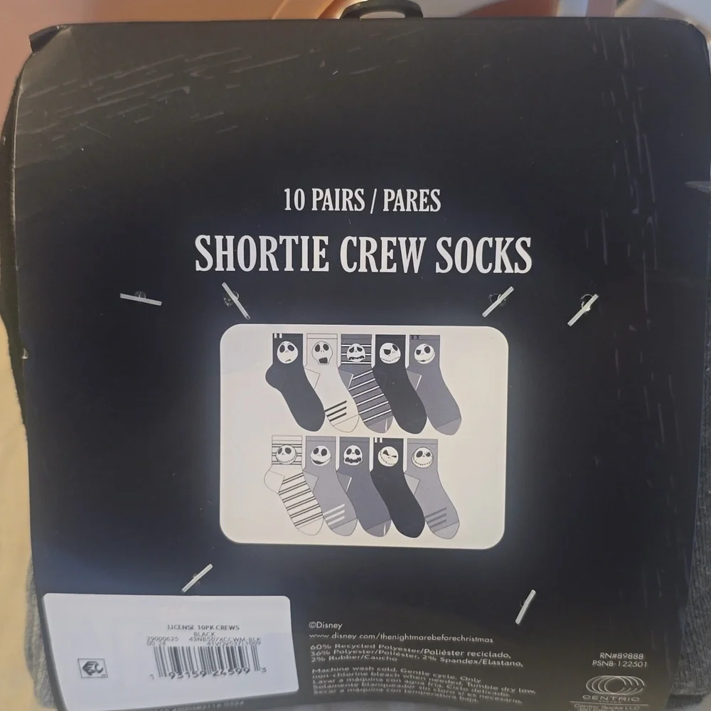 Disney Nightmare Before Christmas Crew Socks Set Of 10 Size 4-10 New